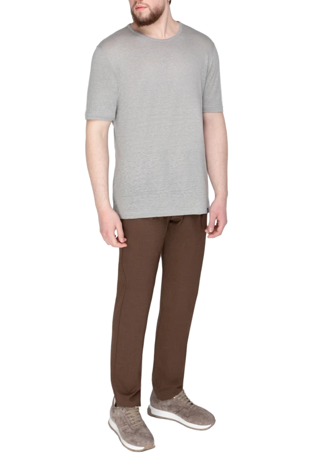 Eleventy man men's brown wool and elastane trousers купить с ценами и фото 177525 - photo 2