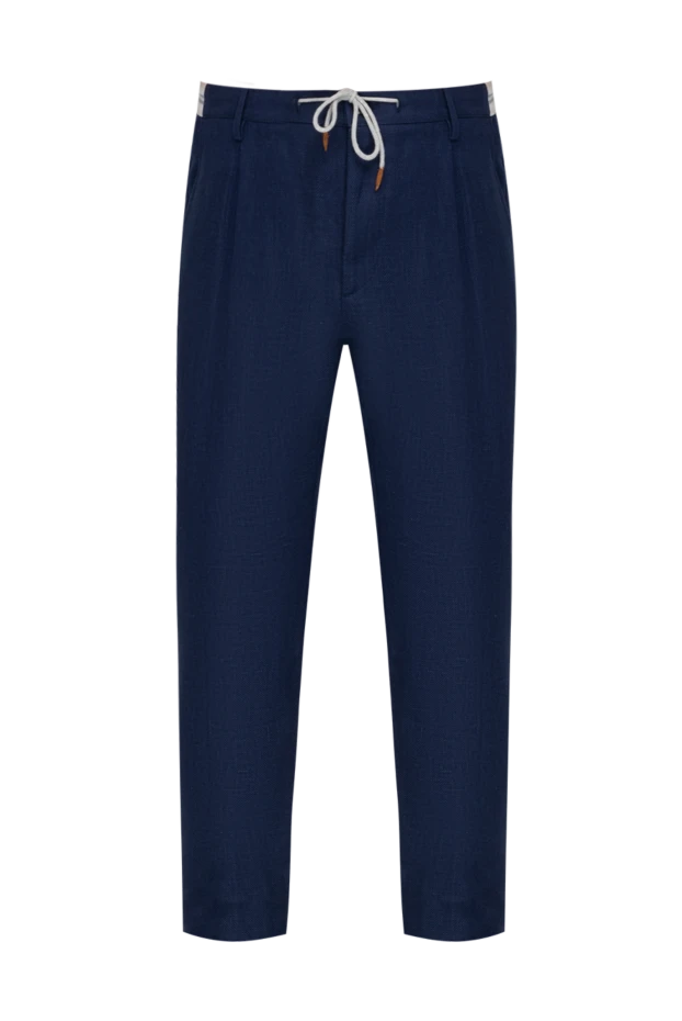 Eleventy man men's blue linen trousers купить с ценами и фото 177528 - photo 1