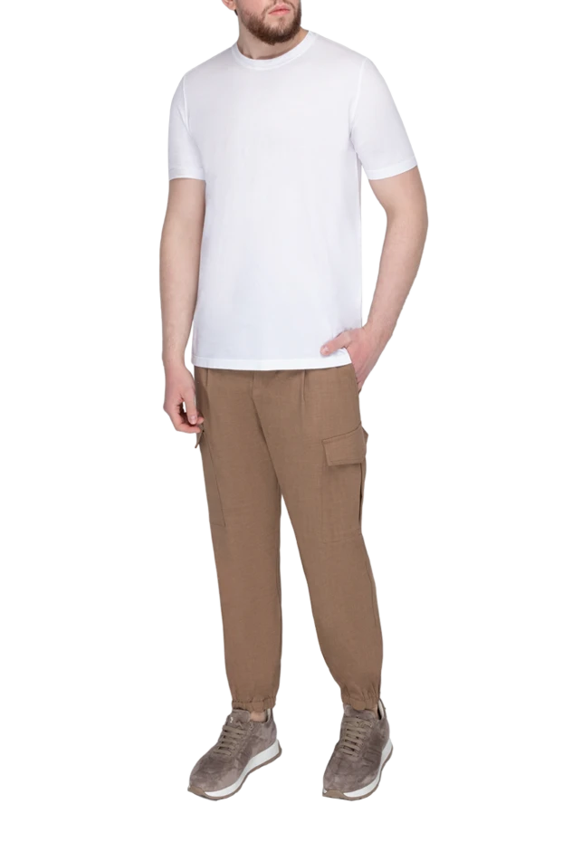 Eleventy man men's brown wool and elastane trousers купить с ценами и фото 177529 - photo 2