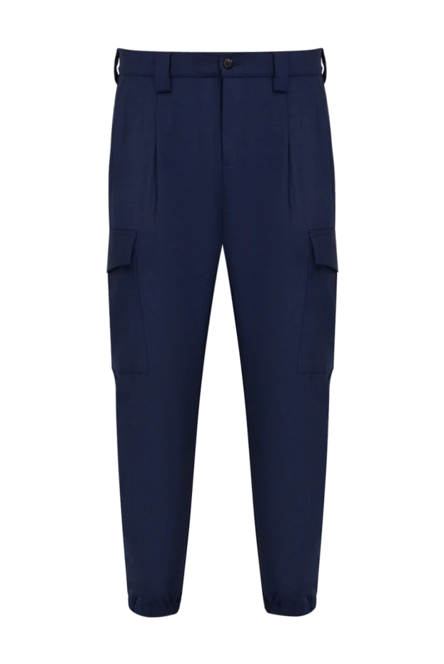 Eleventy man men's blue wool and elastane trousers купить с ценами и фото 177531 - photo 1