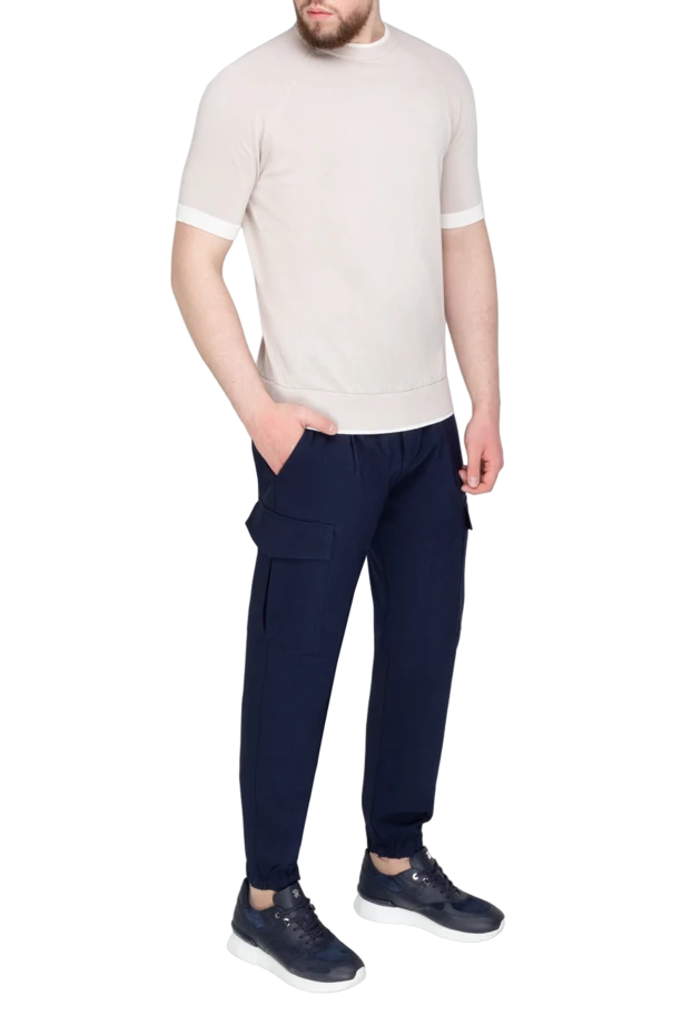 Eleventy man men's blue wool and elastane trousers купить с ценами и фото 177531 - photo 2