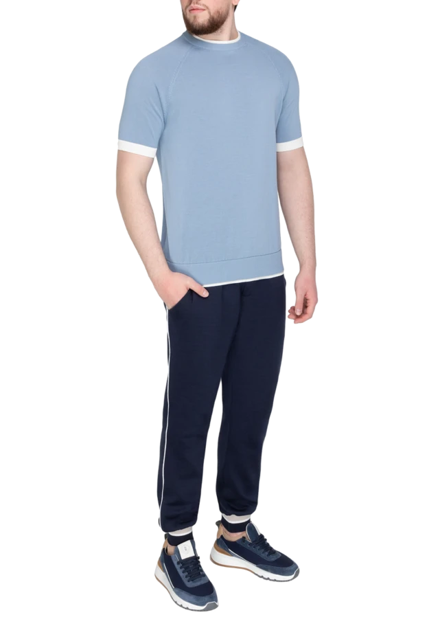 Eleventy man men's short sleeve cotton jumper blue купить с ценами и фото 177542 - photo 2