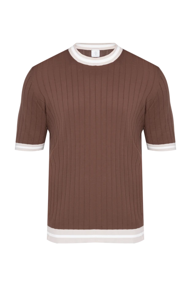 Eleventy man short sleeve cotton jumper for men, brown купить с ценами и фото 177544 - photo 1