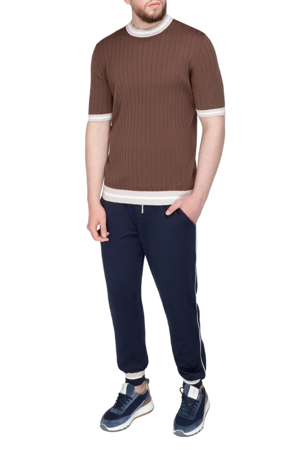 Eleventy man short sleeve cotton jumper for men, brown купить с ценами и фото 177544 - photo 2