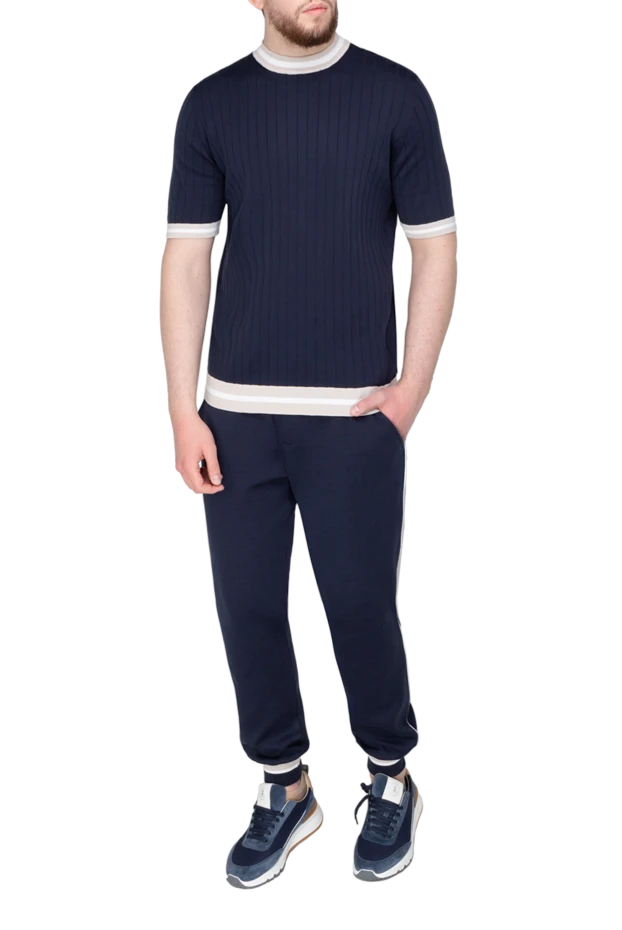 Eleventy man men's blue short sleeve cotton jumper купить с ценами и фото 177545 - photo 2