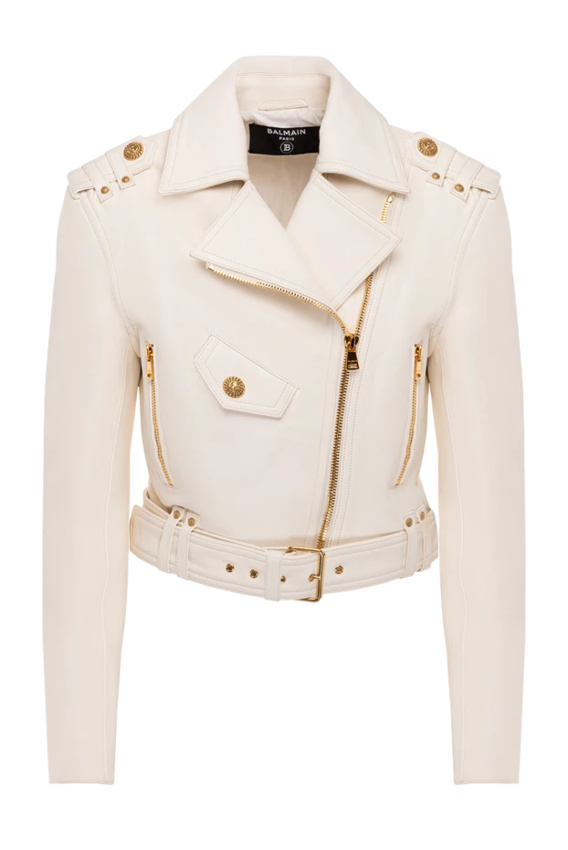 Balmain woman women's leather jacket, beige купить с ценами и фото 177564 - photo 1