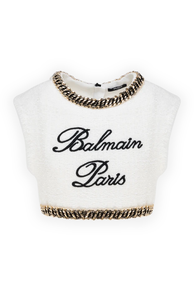 Balmain woman women's white cotton and polyamide top купить с ценами и фото 177567 - photo 1