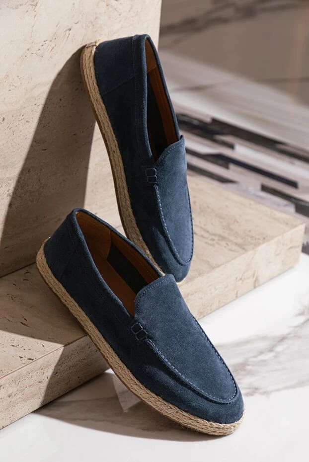 Doucal`s лоферы нубуковые глубокого синего цвета на джутовой основе
177590 - фото 2