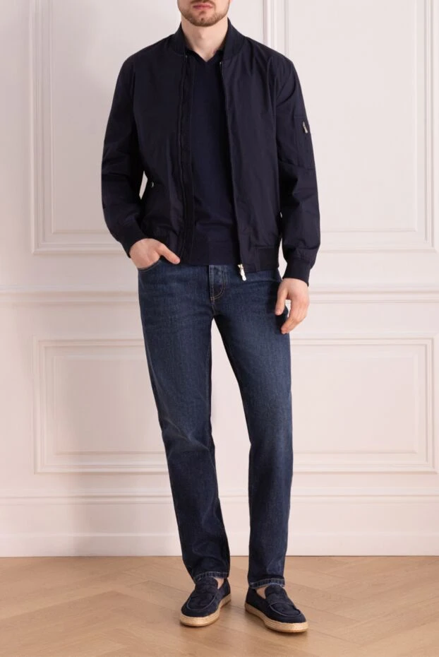 Brunello Cucinelli куртка из полиэстера и хлопка синяя мужская 177656 - фото 2