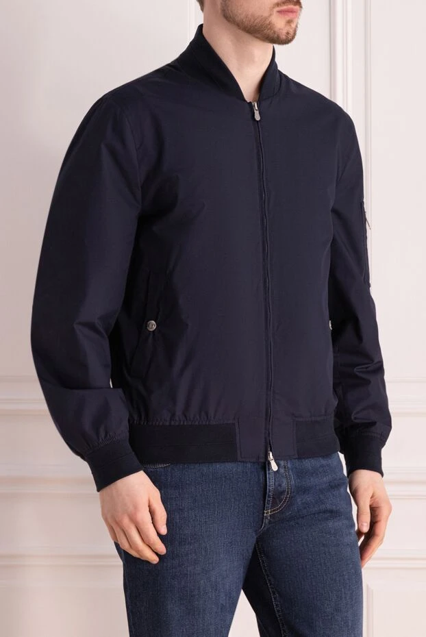 Brunello Cucinelli куртка из полиэстера и хлопка синяя мужская 177656 - фото 3