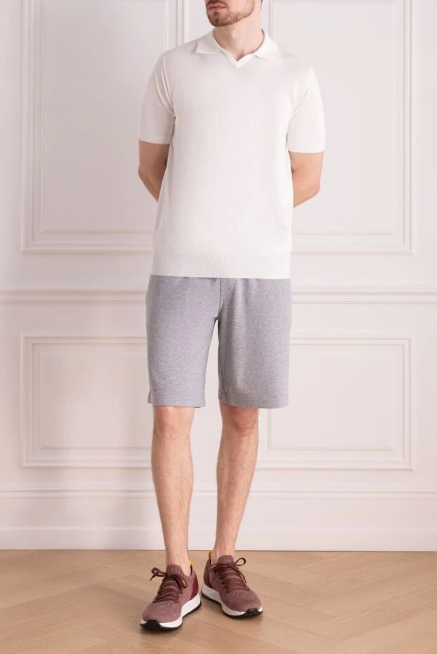 Brunello Cucinelli жұмсақ құрылымды және белдік баумен сәнді сұр шорт 177667 - фото 2