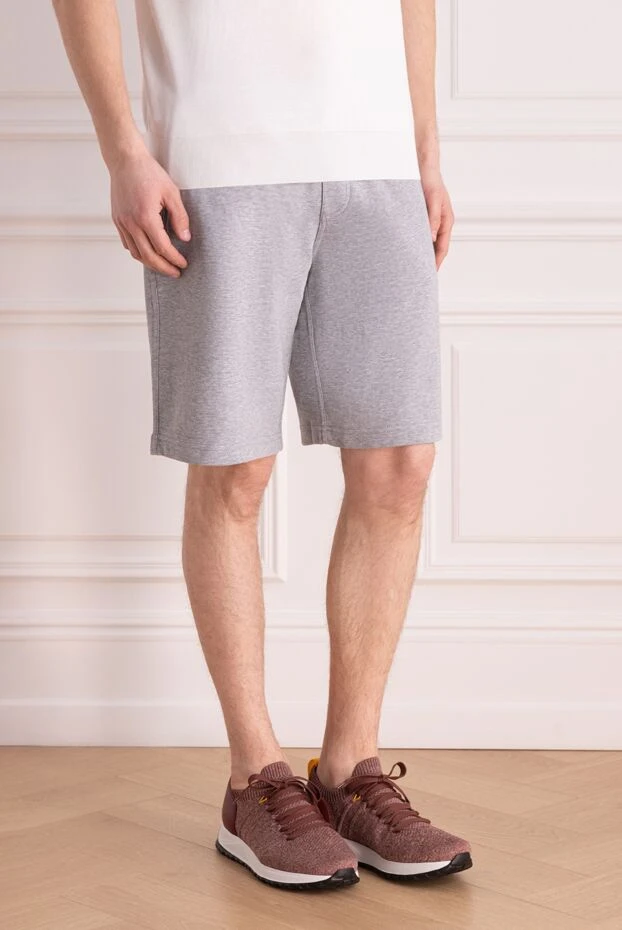 Brunello Cucinelli стильные серые шорты с мягкой текстурой и поясом на кулиске 177667 - фото 3