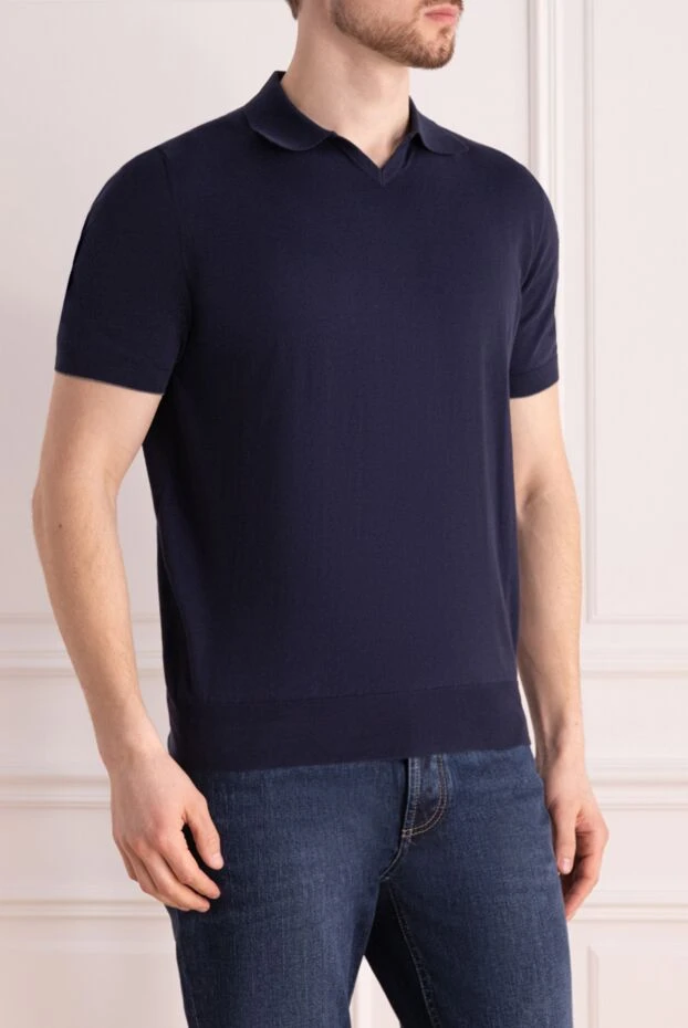 Brunello Cucinelli polo from cotton for men blue 177669 - photo 3