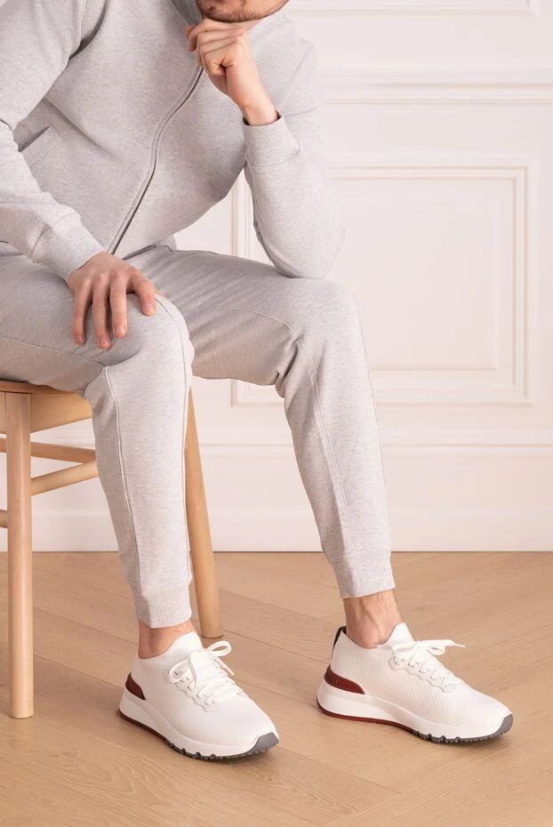 Brunello Cucinelli sneakers made of textile for men white 177674 - photo 3