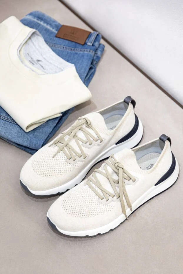 Brunello Cucinelli sneakers made of textile for men white 177674 - photo 2