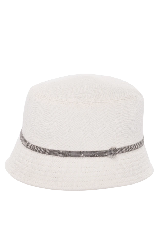 Шляпа из хлопка и льна женская белая - фото 1