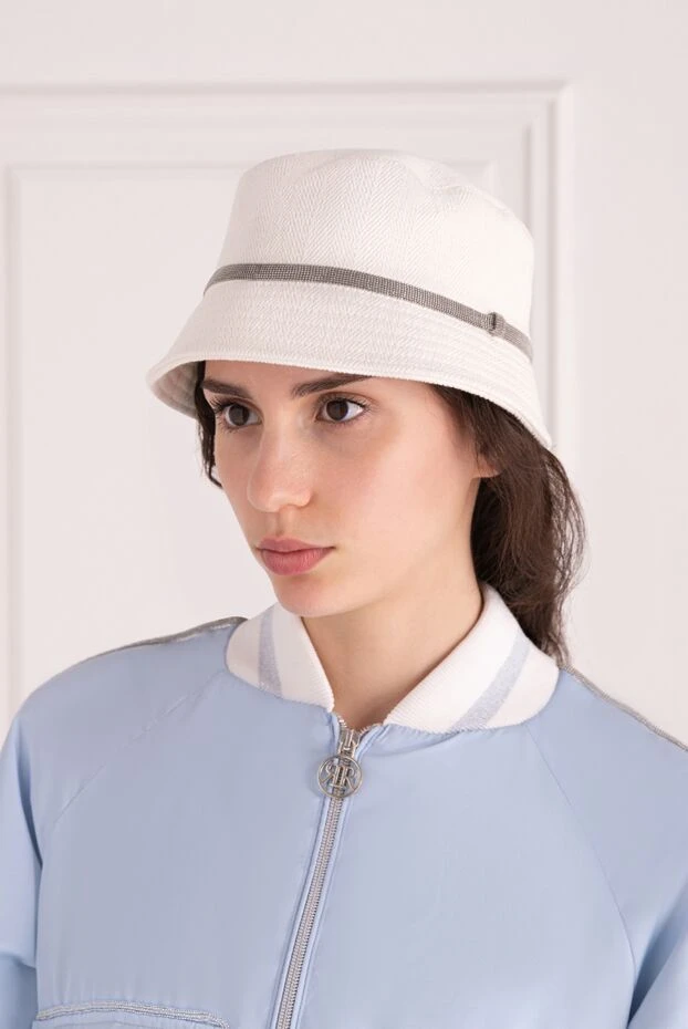 Brunello Cucinelli women's white cotton and linen hat 177686 - photo 3