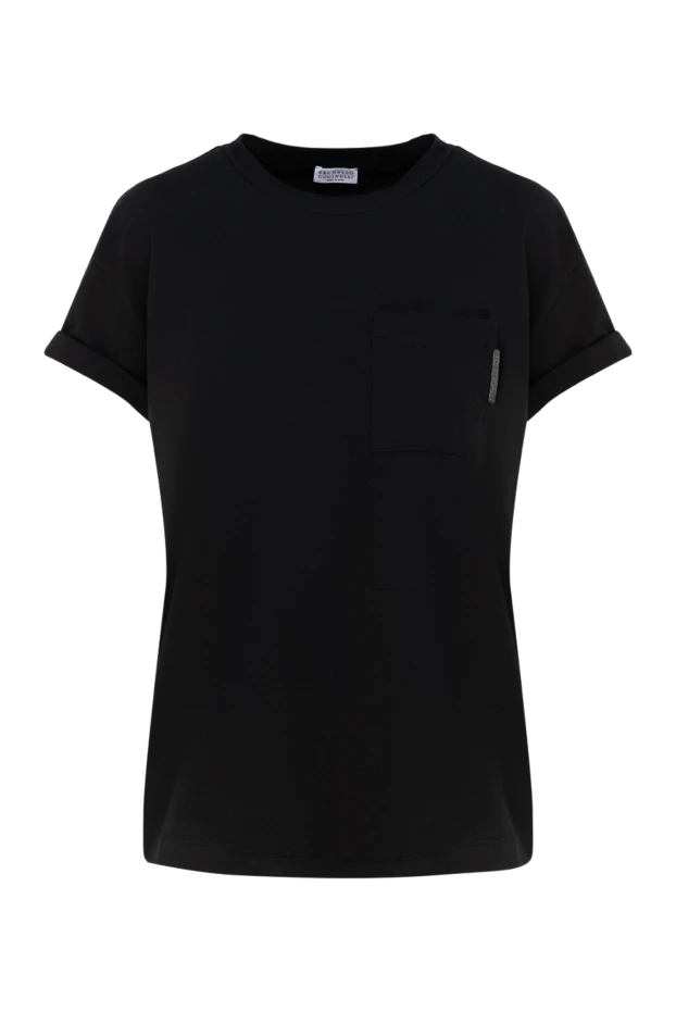 Футболка из хлопка и эластана женская черная - фото 1