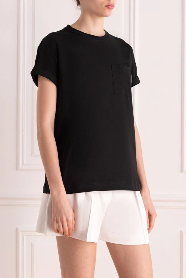 Brunello Cucinelli футболка из хлопка и эластана женская черная 177688 - фото 3