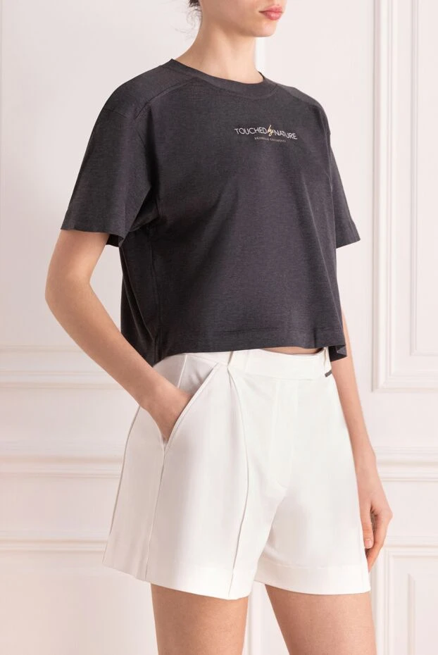 Brunello Cucinelli women's gray cotton t-shirt 177691 - photo 3