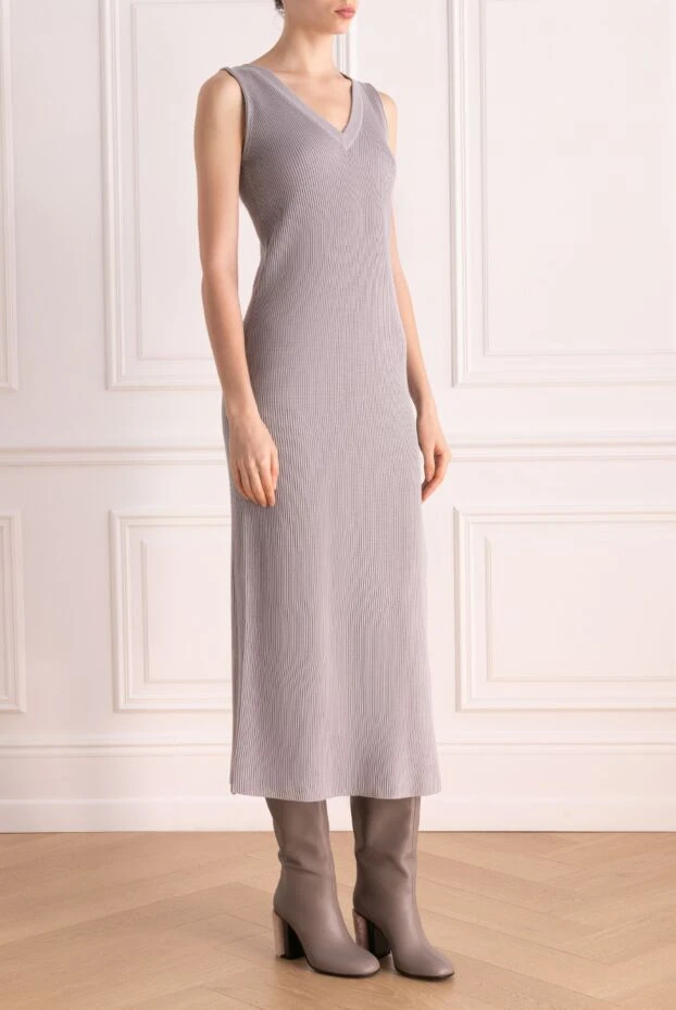 Brunello Cucinelli women's gray cotton dress 177693 - photo 3