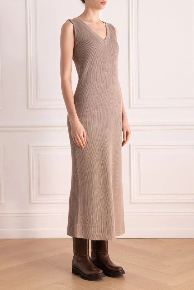 Brunello Cucinelli cotton dress for women brown 177694 - photo 3