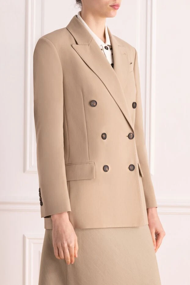 Brunello Cucinelli жакет из хлопка женский бежевый 177697 - фото 3