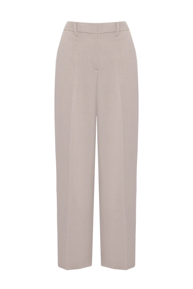Brunello Cucinelli брюки из вискозы и льна женские бежевые 177699 - фото 1
