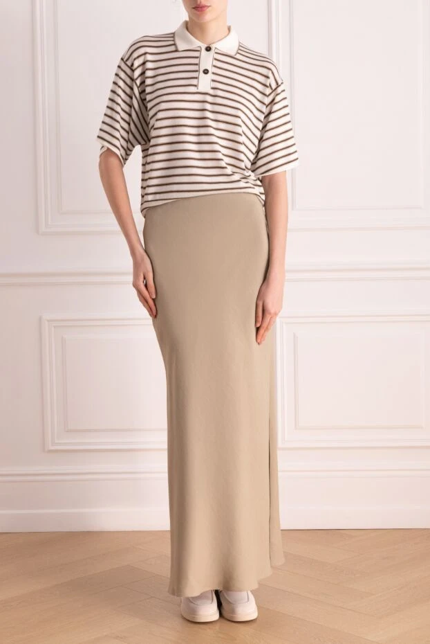 Brunello Cucinelli maxi skirt made of viscose and linen for women beige 177700 - photo 2