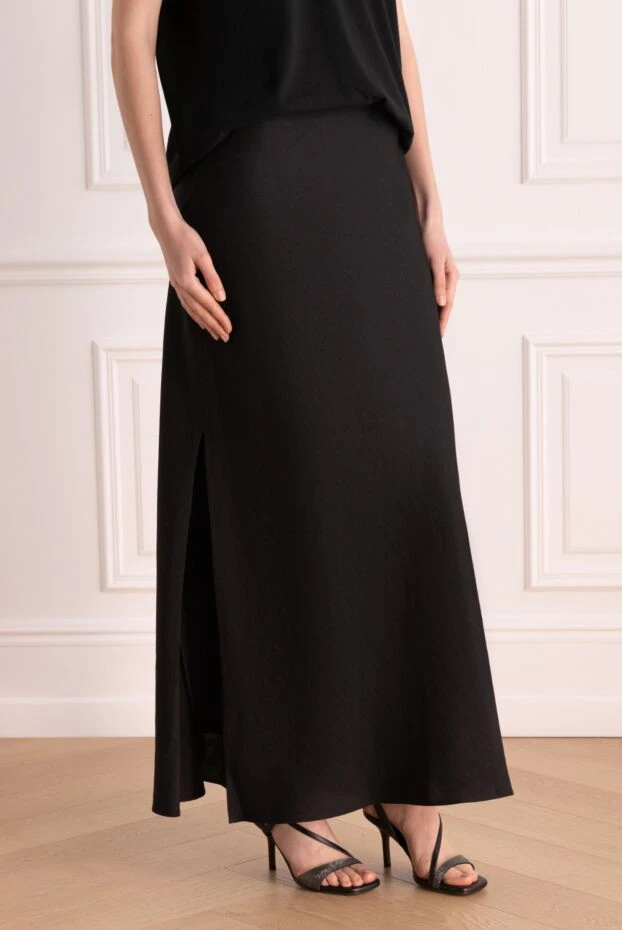 Brunello Cucinelli maxi skirt made of viscose and linen for women black 177702 - photo 3
