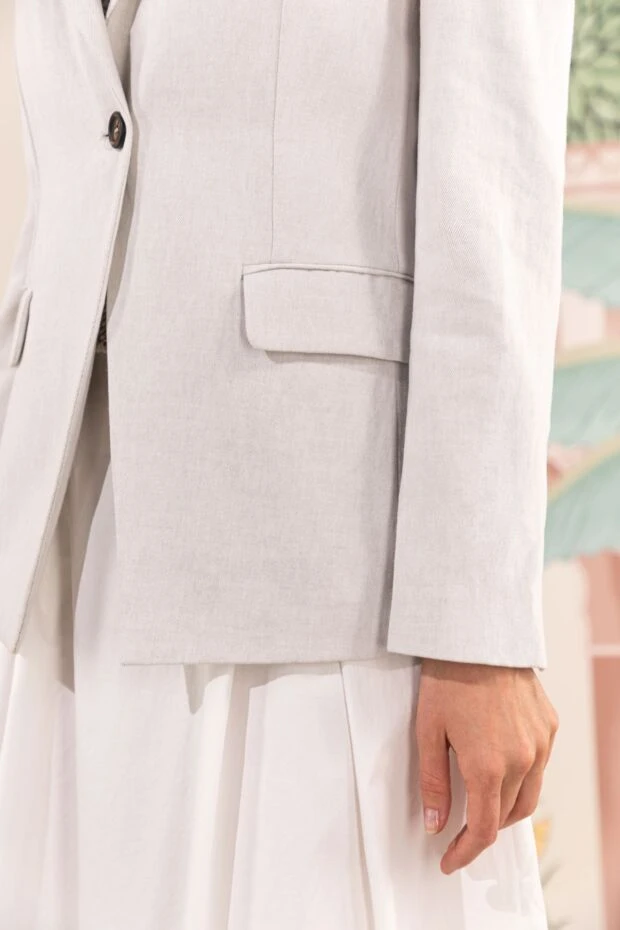 Жакет из хлопка и льна женский белый - фото 2