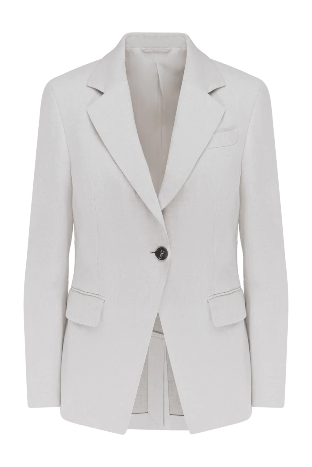 Жакет из хлопка и льна женский белый - фото 1