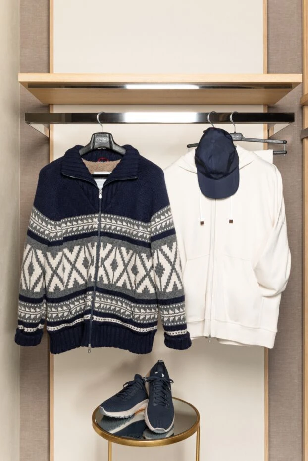 Костюм прогулочный их хлопка и полиамида мужской бежевый - фото 2