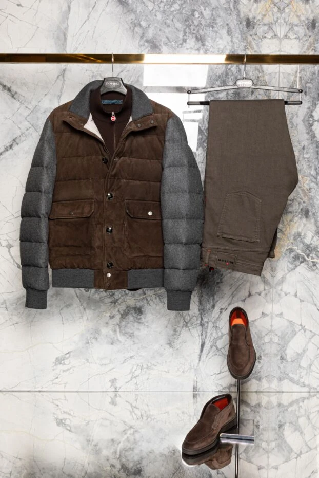 Kiton ерлерге арналған қоңыр мақта және эластан джинсы 177728 - фото 3