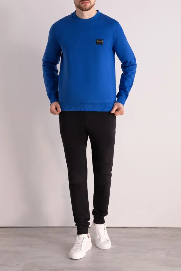 Dolce & Gabbana man cotton sweatshirt for men, blue купить с ценами и фото 177801 - photo 2