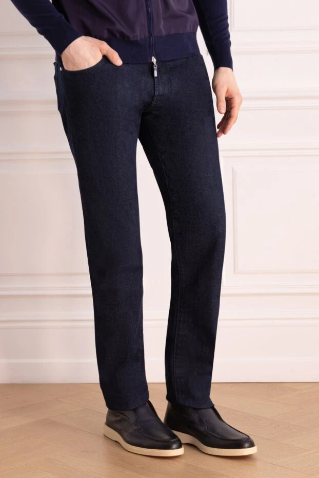 Jacob Cohen джинсы из плотного денима тёмно-синие с фирменной пуговицей
 177832 - фото 3