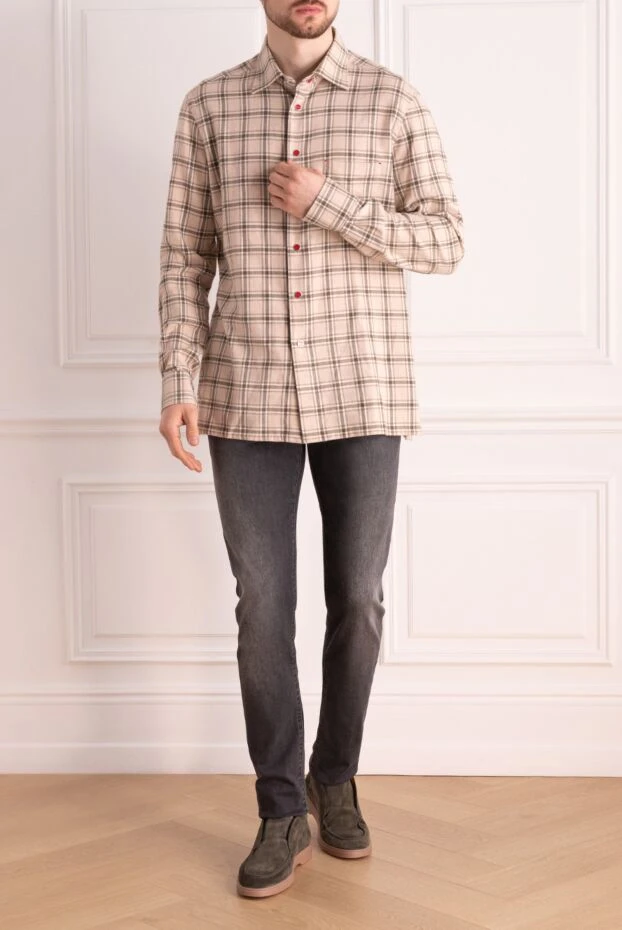 Men's stretch denim jeans in a light gray wash with a faded effect - photo 2