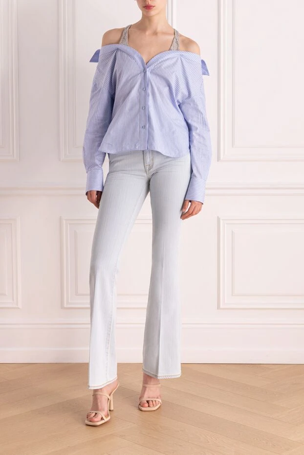 Jacob Cohen женские джинсы светло-голубые с лёгким клешем и фактурным рисунком
177838 - фото 2