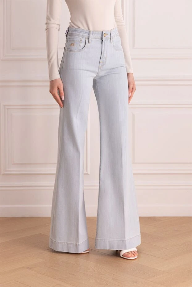 Jacob Cohen женские джинсы клеш из светлого хлопка с фактурной полоской
 177839 - фото 3