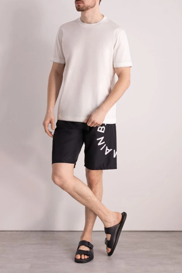 Balmain man men's black polyester shorts купить с ценами и фото 177848 - photo 2