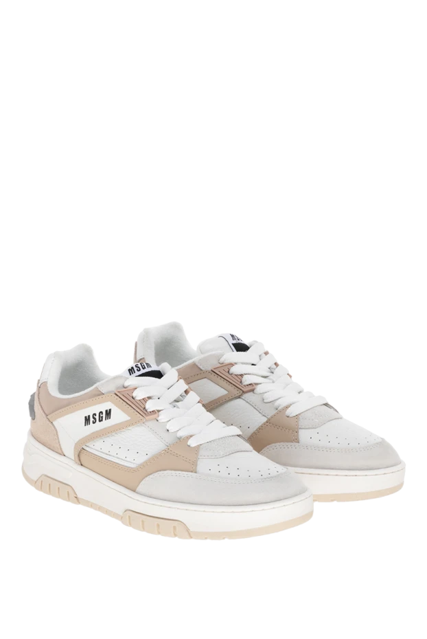 MSGM woman sneakers made of genuine leather for women, beige 177858 - photo 3