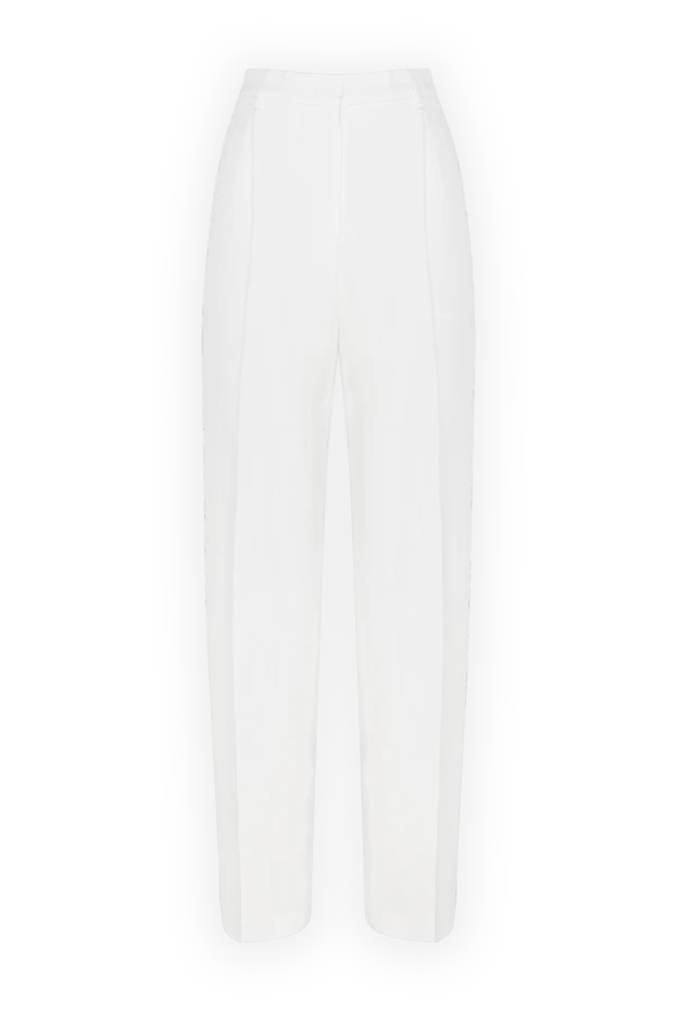 MSGM woman women's white linen and viscose trousers купить с ценами и фото 177860 - photo 1