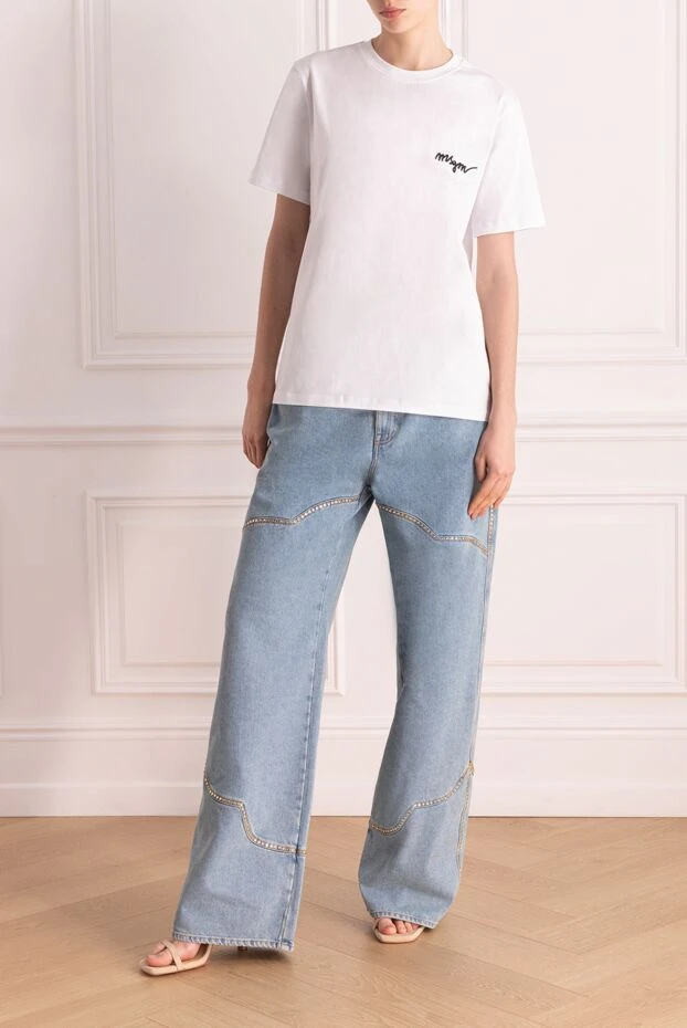 MSGM woman women's white cotton t-shirt купить с ценами и фото 177866 - photo 2