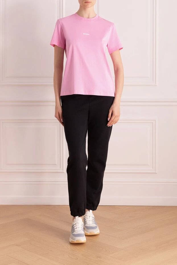 MSGM woman cotton t-shirt for women pink купить с ценами и фото 177870 - photo 2