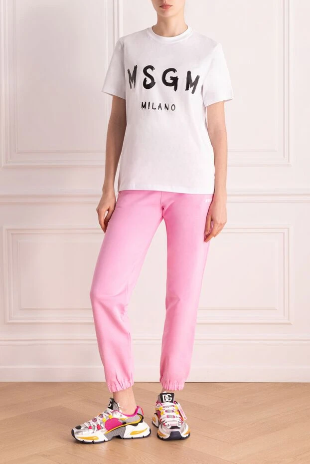 MSGM woman women's white cotton t-shirt купить с ценами и фото 177872 - photo 2