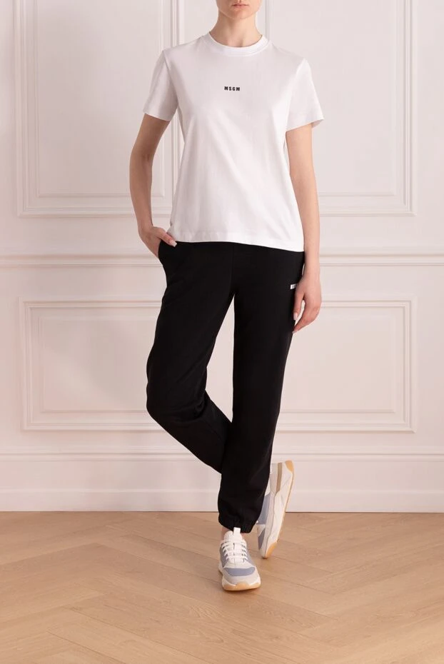 MSGM woman women's black knitted cotton trousers купить с ценами и фото 177877 - photo 2