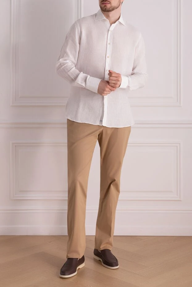 Alessandro Gherardi man men's white linen shirt купить с ценами и фото 177879 - photo 2