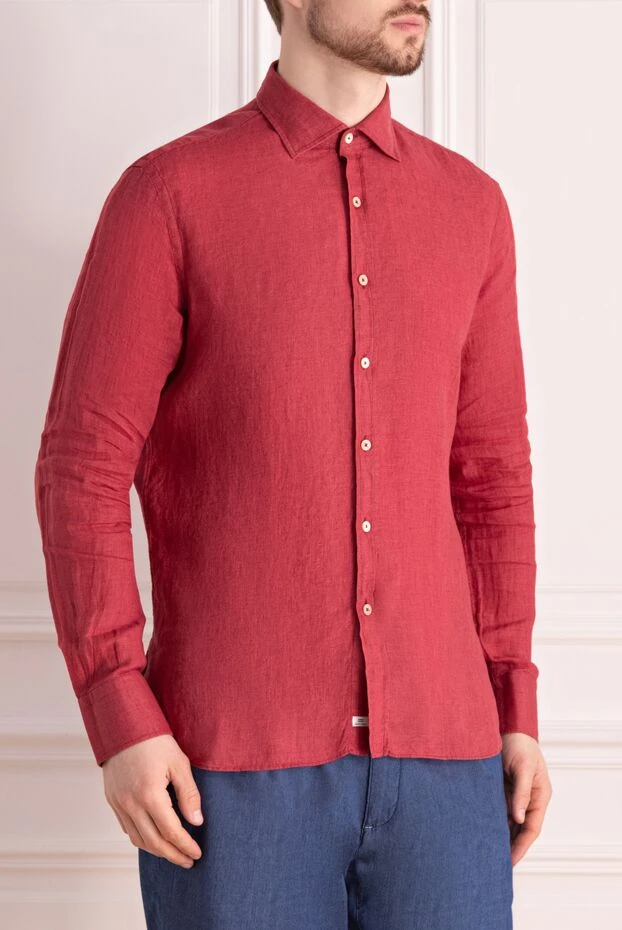 Alessandro Gherardi men's linen shirt in burgundy 177881 - photo 3