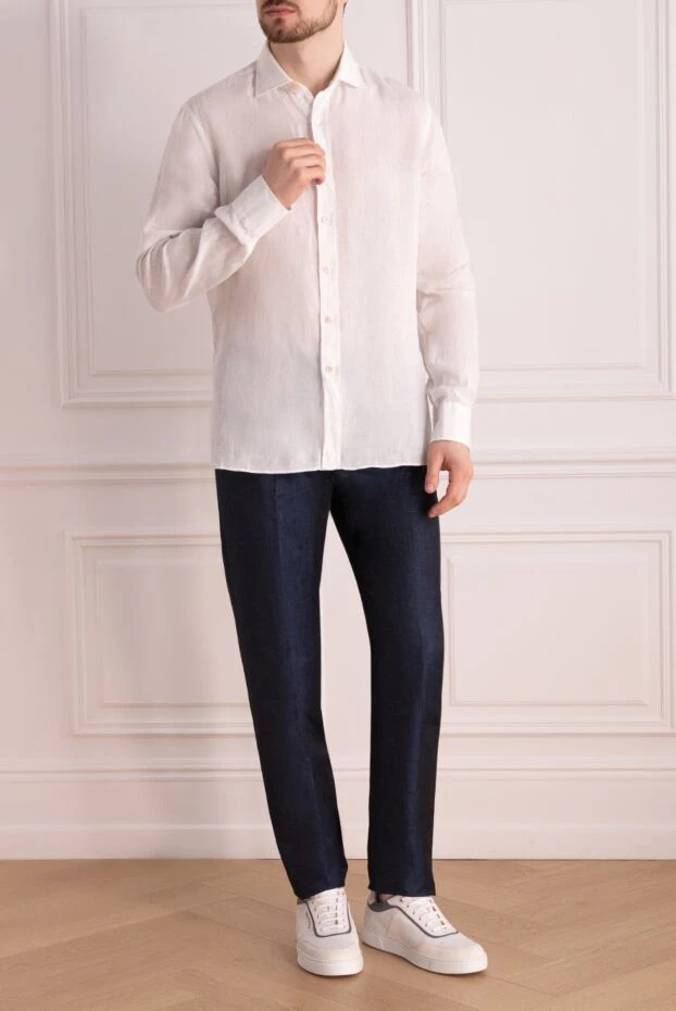 Alessandro Gherardi man men's white linen shirt купить с ценами и фото 177882 - photo 2