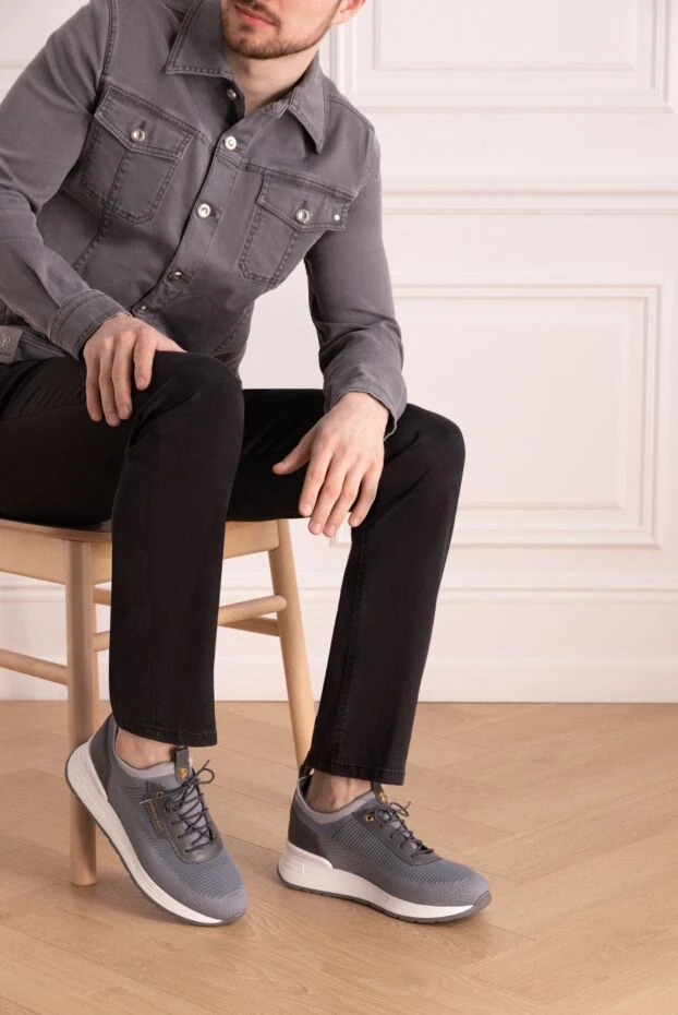 Stefano Ricci кроссовки из полиэстера мужские серые 177883 - фото 3